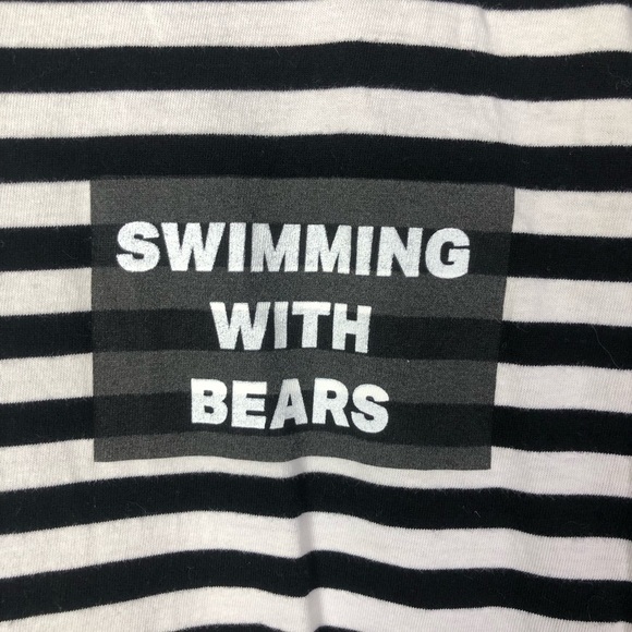 ASOS Black & White Stripe Swimming With Bears Crew Neck T-Shirt M - Picture 3 of 4
